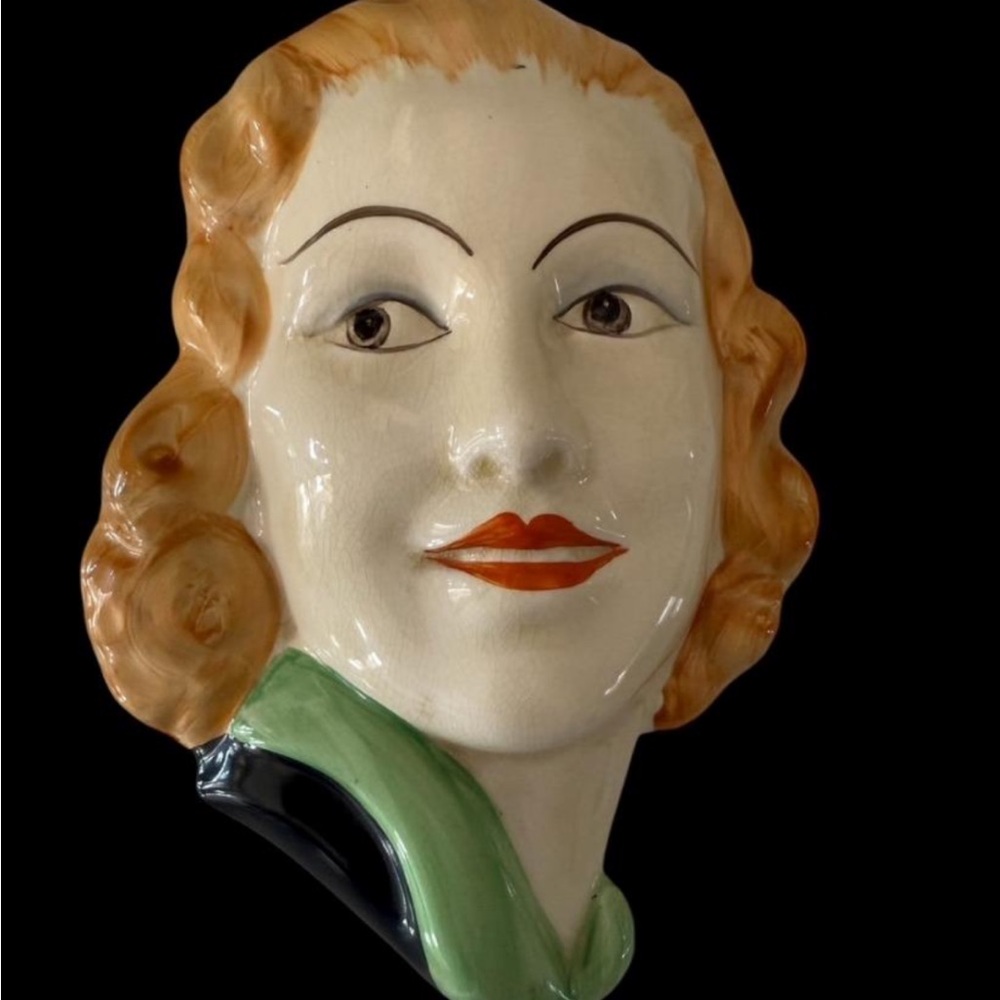Antique 1930s Lancaster & Sons Hanley Art Deco Porcelain Wall Mask| English Ware